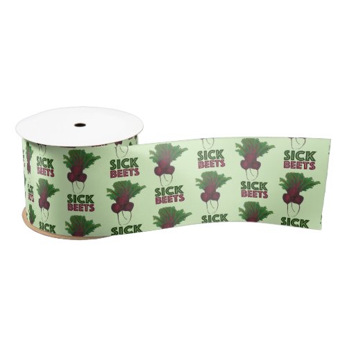 Sick Beets Beats Red Beet Vegetarian Funny Food Satin Ribbon