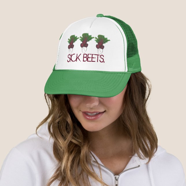 Sick Beets (Beats) Red Beet Vegetarian Funny Food Trucker Hat (In Situ)