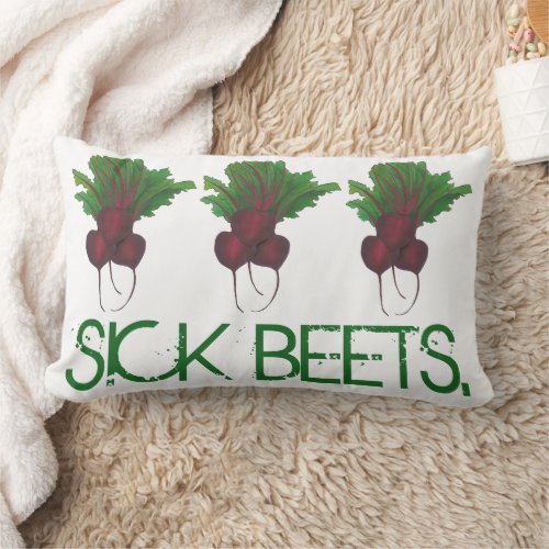 Sick Beets Beats Red Beet Vegetarian Funny Music Lumbar Pillow