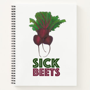 Sick Beets (Beats) Red Beet Vegetarian Funny Music Notebook