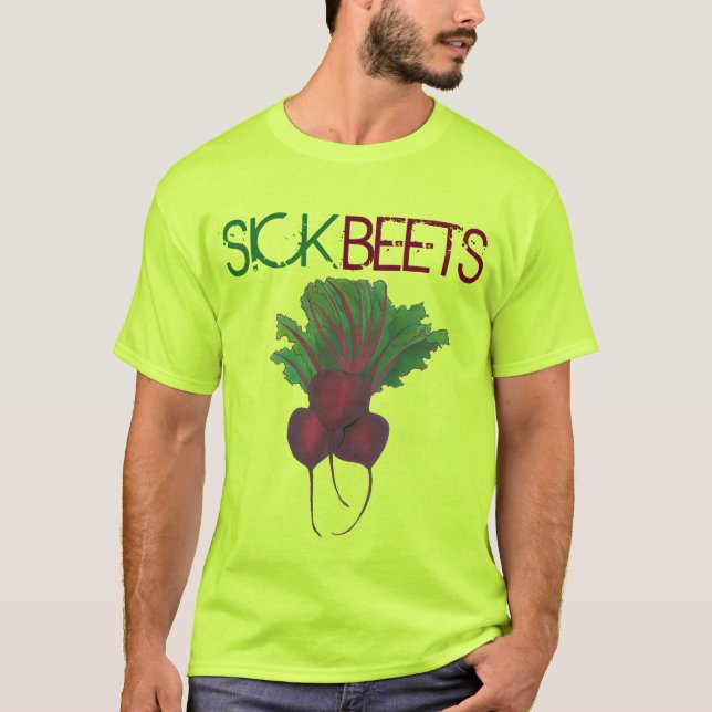 Sick Beets (Beats) Red Beet Vegetarian Funny Music T-Shirt (Front)