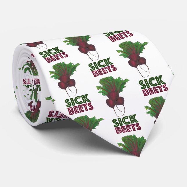 Sick Beets (Beats) Red Beetroot Garden Vegetable Neck Tie (Rolled)