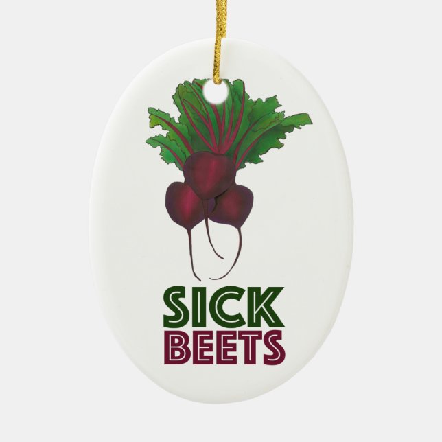 Sick Beets (Beats) Red Bunch Vegetable Garden Food Ceramic Ornament (Front)
