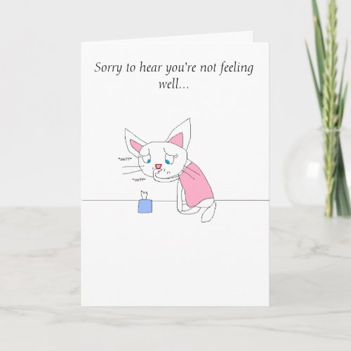 Sick cat get well card