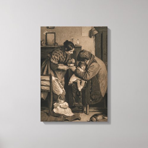 Sick Child Supported by Her Father and Mother Canvas Print