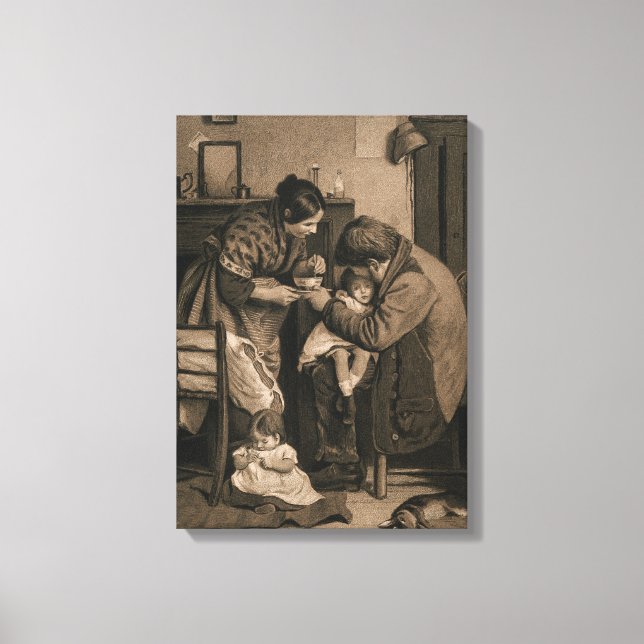 Sick Child Supported by Her Father and Mother Canvas Print (Front)