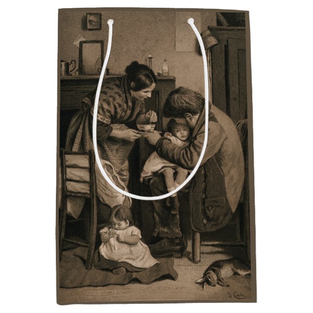 Sick Child Supported by Her Father and Mother Medium Gift Bag (Front)