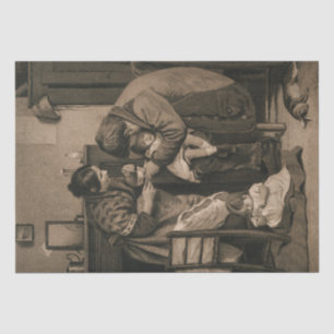 Sick Child Supported by Her Father and Mother Tissue Paper