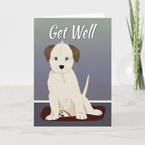 Sick Cream Colored Puppy for Get Well Card