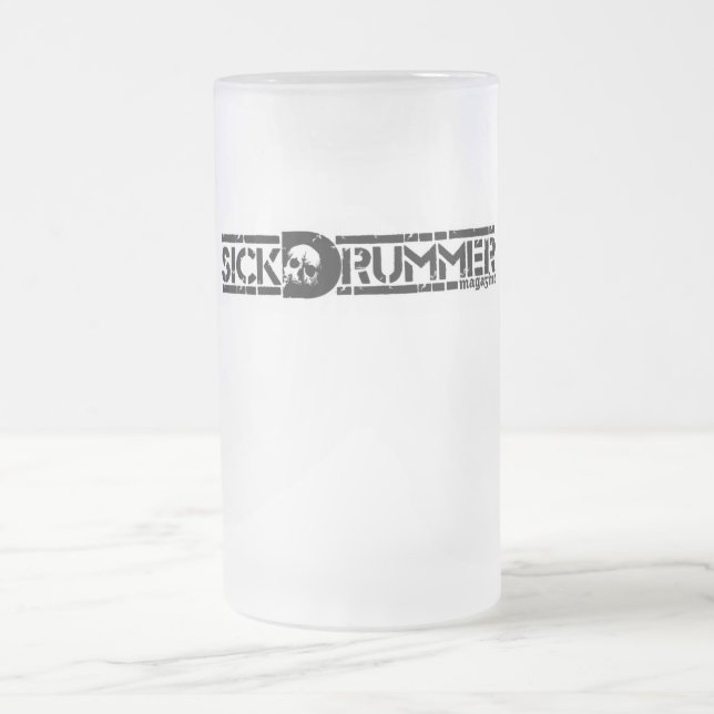 Sick Drummer Mugazine Frosted Glass Beer Mug (Center)