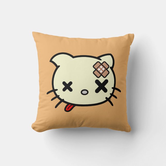 Sick Kitty Throw Pillow (Front)