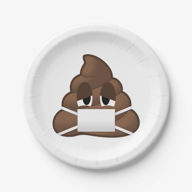 Sick Mask Poop Emoji Paper Plates (Front)