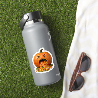 Sick Puking Pumpkin Eating Candy Corn Vinyl Sticker