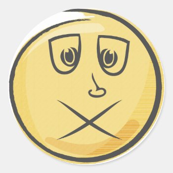 Sick Retro Emoji Classic Round Sticker by vectortoons at Zazzle