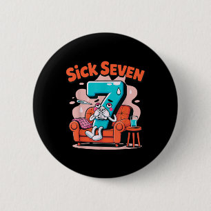 Sick Seven 67 Funny Wordplay Costume Math Joke Hum Button