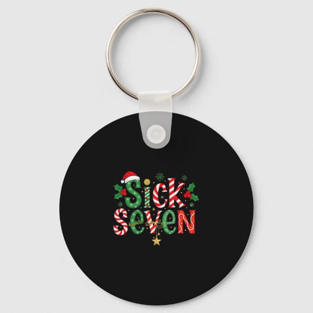 Sick Seven Funny Meme 67 Six Seven Funny Christmas Keychain (Front)