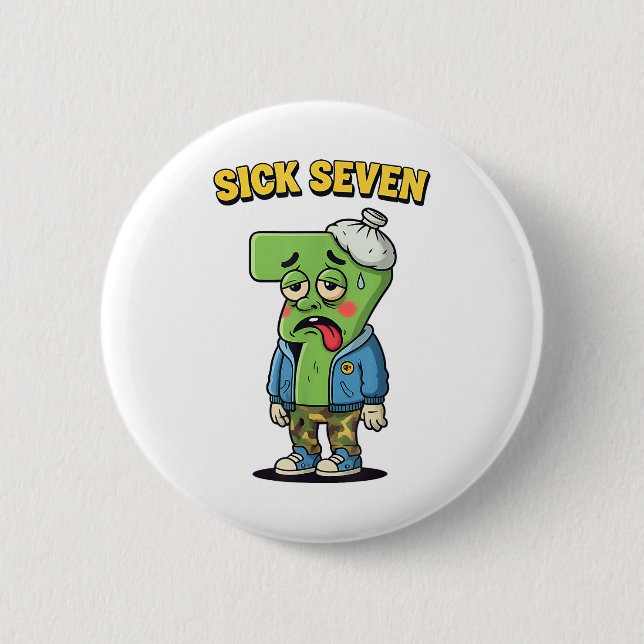 Sick Seven Funny Meme Trending 6 7 Halloween Costu Button (Front)