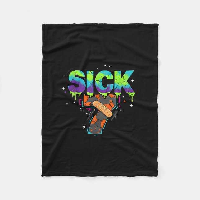 Sick Seven Meme Graffiti Drip Fun Wordplay  Fleece Blanket (Front)