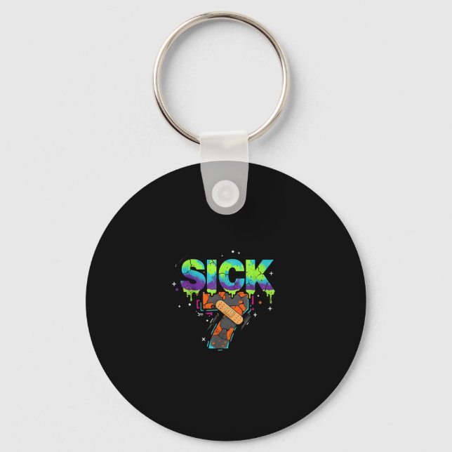 Sick Seven Meme Graffiti Drip Fun Wordplay  Keychain (Front)