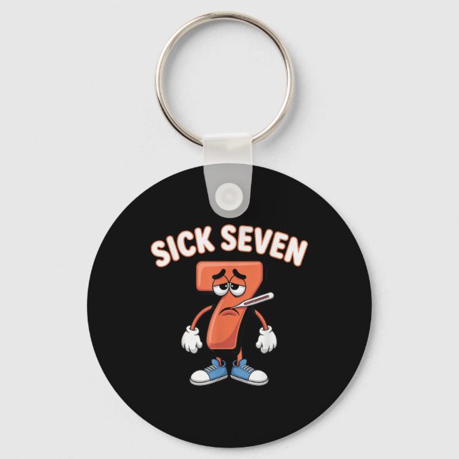 Sick Seven Meme Tee Six Seven Fun Wordplay _6  Keychain (Front)