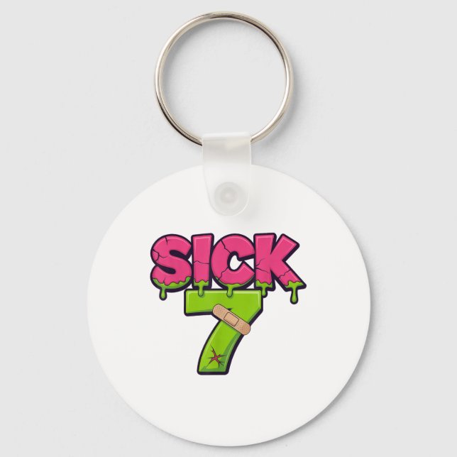 Sick Seven Meme Tee Six Seven Fun Wordplay Drip _2 Keychain (Front)