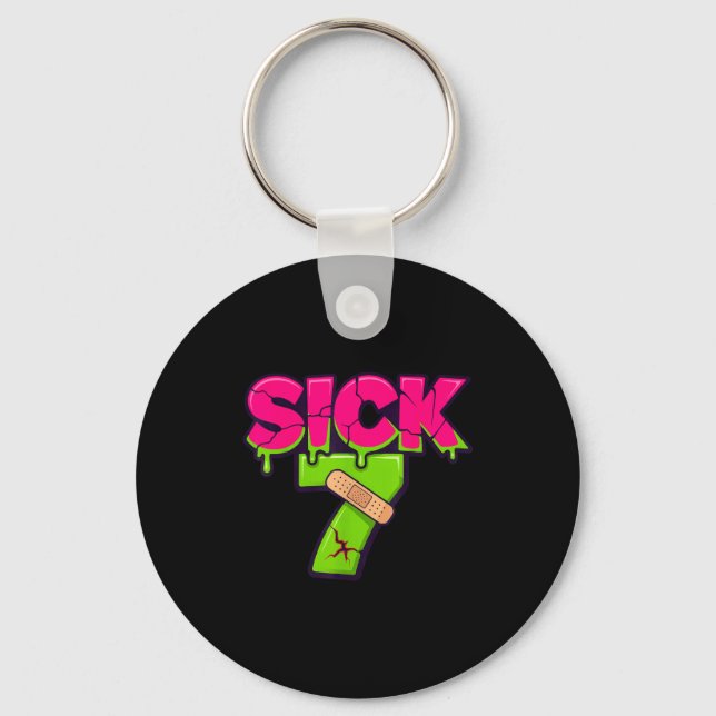 Sick Seven Meme Tee Six Seven Fun Wordplay Drip  Keychain (Front)