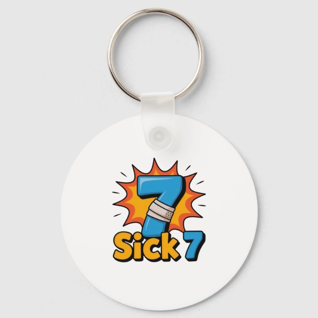 Sick Seven Meme Tee Six Seven Fun Wordplay  Keychain (Front)