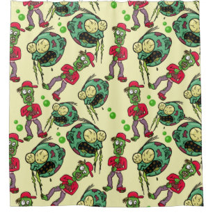 Sick Zombie Pattern Shower Curtain