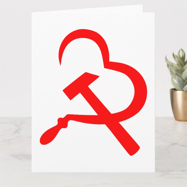 Sickle And Hammer, Heart, Love, Communism Card (Small Plant)