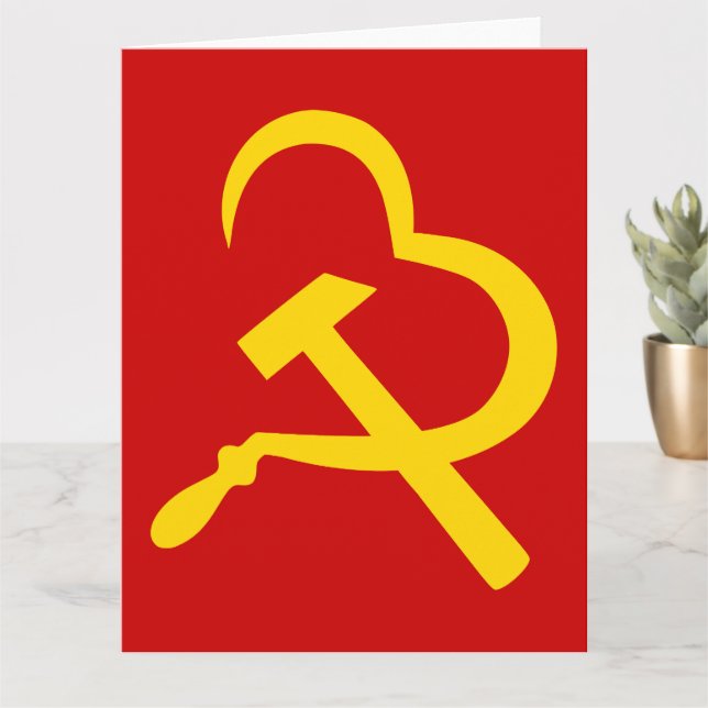 Sickle And Hammer, Heart, Love, Communism Card (Small Plant)