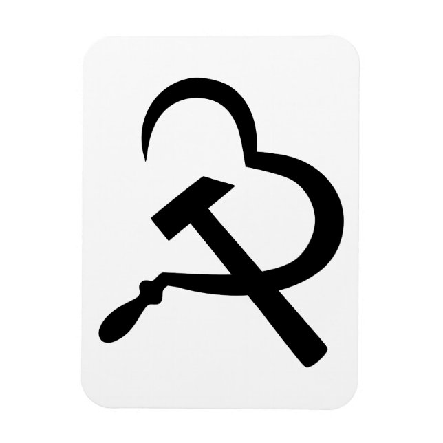 Sickle And Hammer, Heart, Love, Communism Magnet (Vertical)