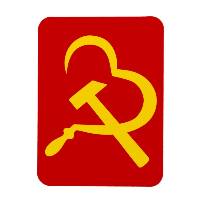 Sickle And Hammer, Heart, Love, Communism Magnet (Vertical)