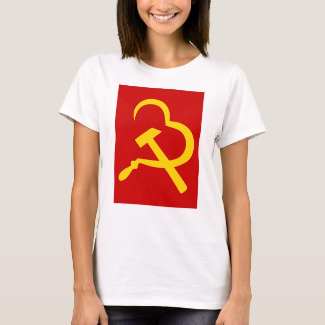 Sickle And Hammer, Heart, Love, Communism T-Shirt (Front)
