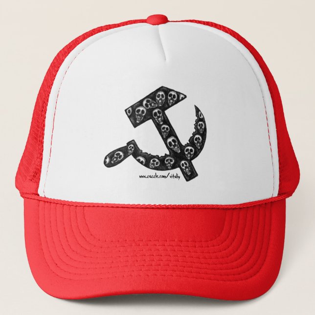 Sickle and hammer USSR symbol with skulls Trucker Hat (Front)