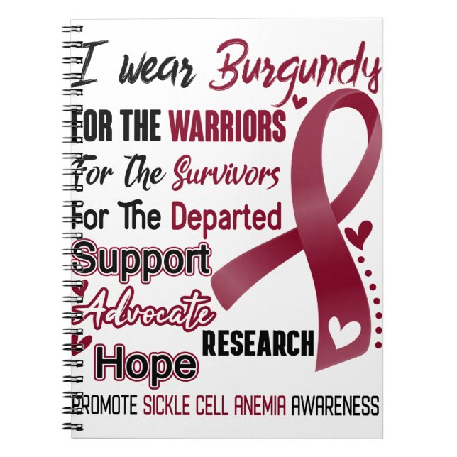 Sickle Cell Anemia Awareness Month Ribbon Gifts Notebook (Front)