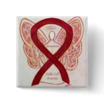 Sickle Cell Anemia Awareness Ribbon Angel Art Pins