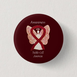 Sickle Cell Anemia Awareness Ribbon Angel Buttons