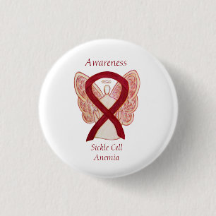 Sickle Cell Anemia Awareness Ribbon Angel Buttons