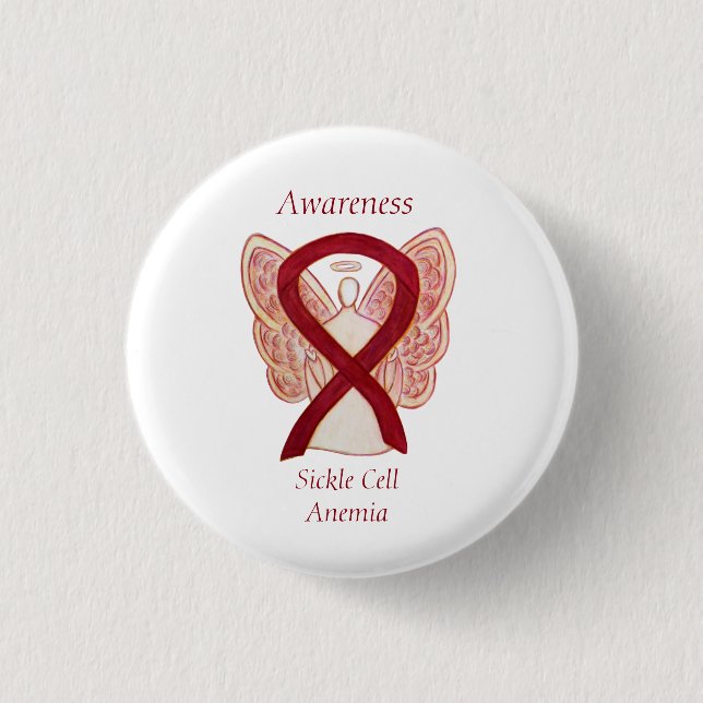 Sickle Cell Anemia Awareness Ribbon Angel Buttons (Front)