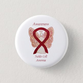 Sickle Cell Anemia Awareness Ribbon Angel Buttons