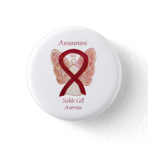 Sickle Cell Anemia Awareness Ribbon Angel Buttons