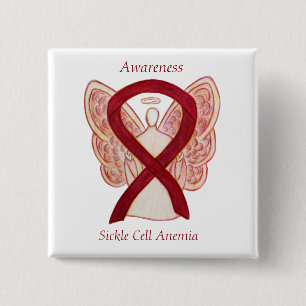 Sickle Cell Anemia Awareness Ribbon Angel Buttons