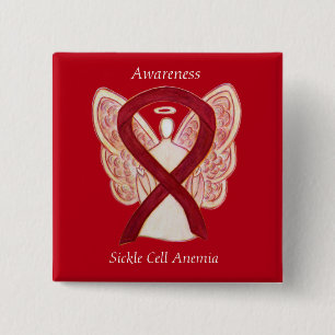 Sickle Cell Anemia Awareness Ribbon Angel Buttons
