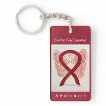 Sickle Cell Anemia Awareness Ribbon Angel Keychain