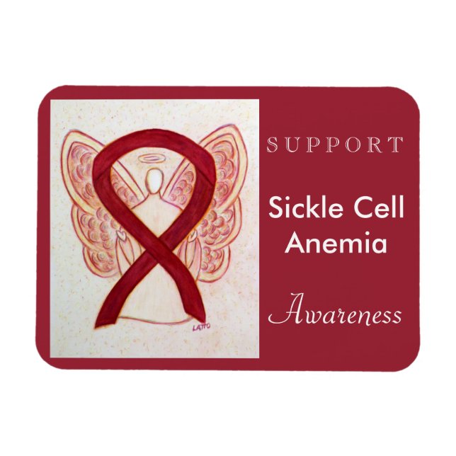 Sickle Cell Anemia Awareness Ribbon Angel Magnet (Horizontal)