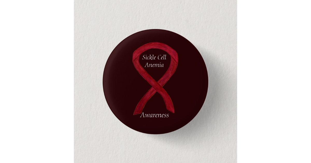 Sickle Cell Anemia Awareness Ribbon Custom Buttons ...