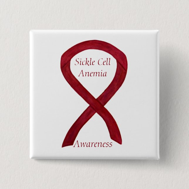 Sickle Cell Anemia Awareness Ribbon Custom Buttons (Front)