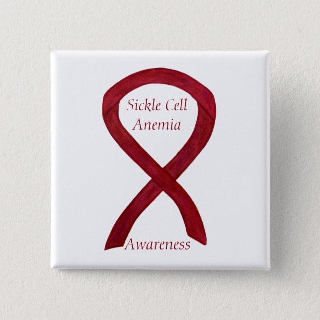 Sickle Cell Anemia Awareness Ribbon Custom Buttons (Front)