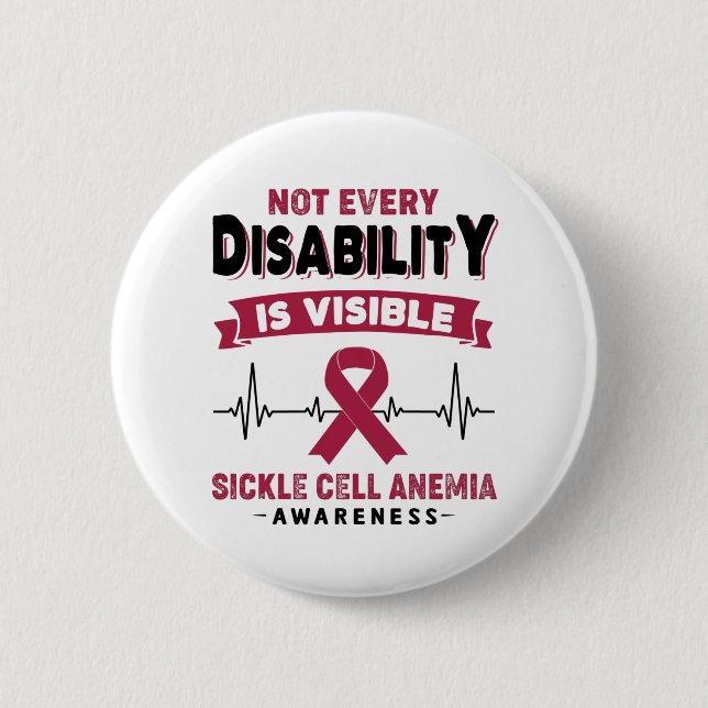 Sickle Cell Anemia Awareness Ribbon Support Gifts Button (Front)