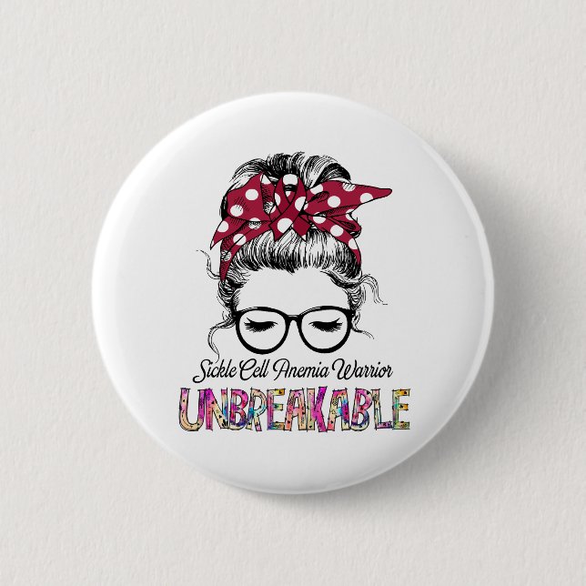 Sickle Cell Anemia Awareness Ribbon Support Gifts Button (Front)